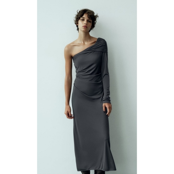 Zara Draped Asymmetrical Dress - Picture 2 of 5